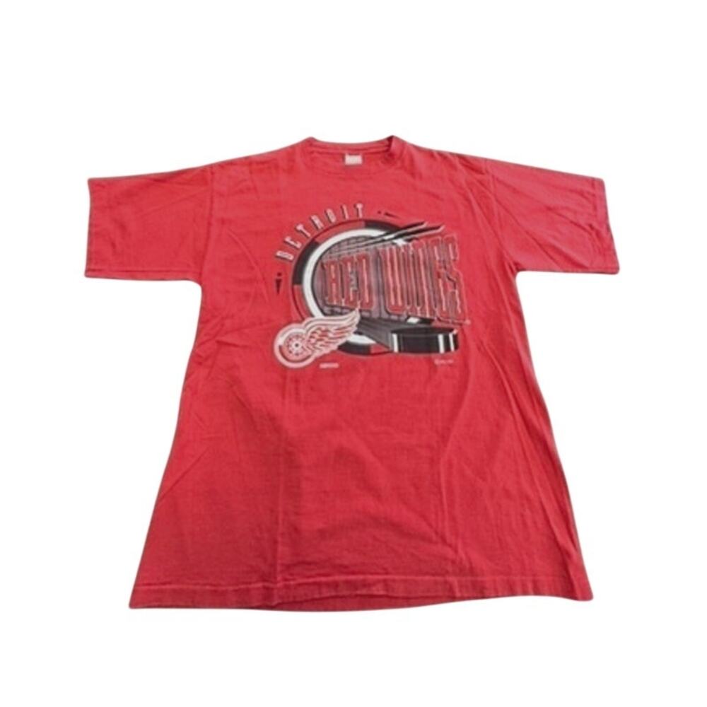 "COMPETITOR" Detroit Red Wings VNT 1993 SZ L Y2K Playoffs Hockey Graphic Stanley